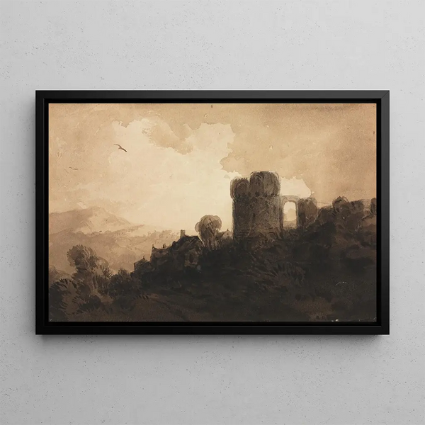 Paesaggio con rovina di castello - Richard Parkes Bonington — quadro incorniciato alla parete