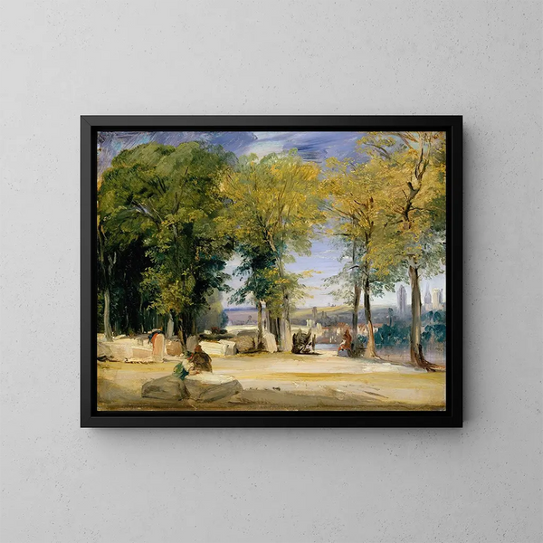 Vista vicino a Rouen - Richard Parkes Bonington — quadro incorniciato alla parete