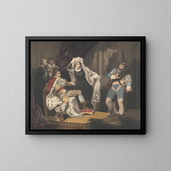 Figures teatrali intorno a un trono - Richard Westall — quadro incorniciato alla parete