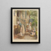 Donna che fa il bucato con due bambine - Robert Barnes — quadro incorniciato alla parete