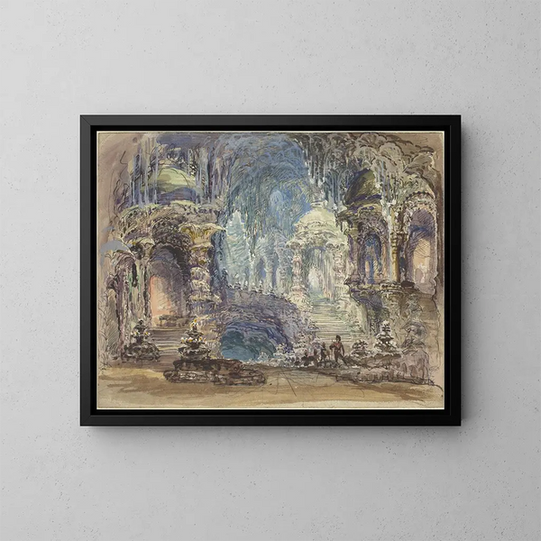 Pavillons fantastici in una grotta - Robert Caney — quadro incorniciato alla parete