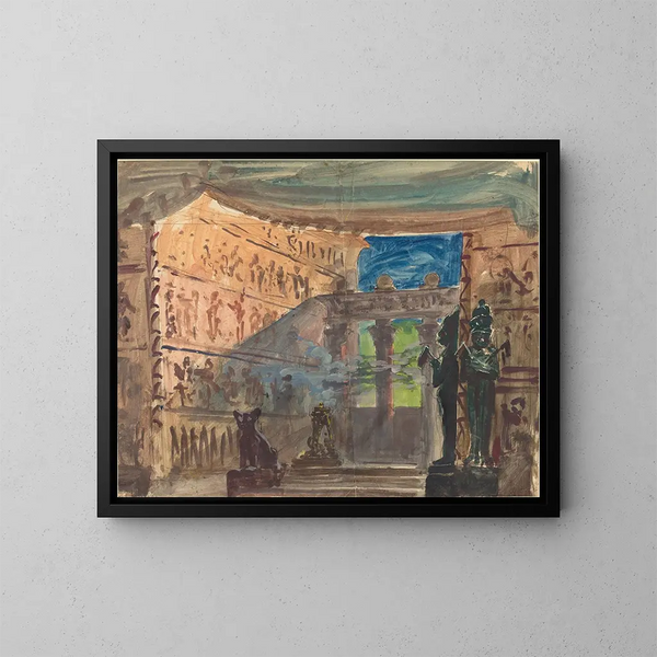 Interno di un antico tempio egizio - Robert Caney — quadro incorniciato alla parete