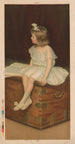 Giovane ragazza in abito bianco e blu seduta su una cassa che legge un libro - Robert Chapman Co — vista dell’opera
