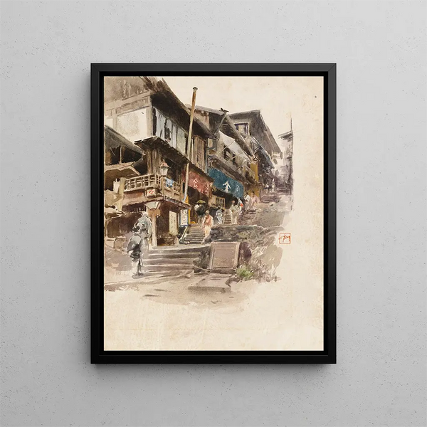 Una strada a Ikao Giappone II - Robert Frederick Blum — quadro incorniciato alla parete