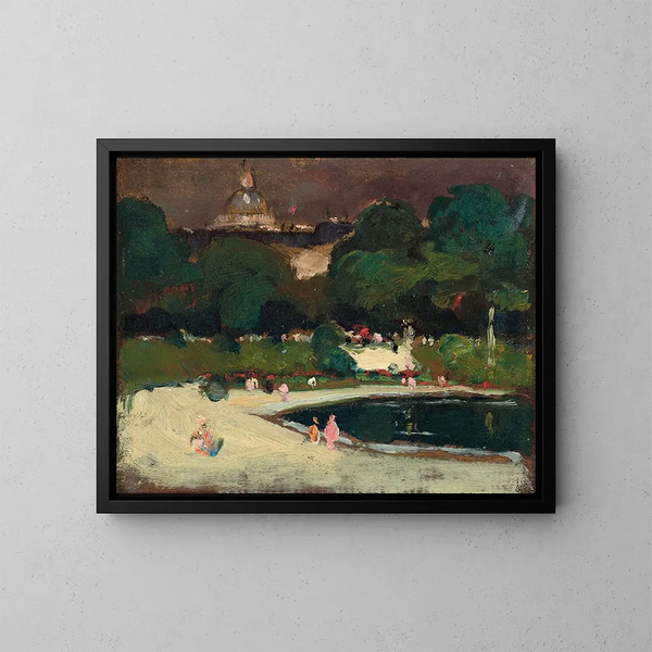 Cielo tempestoso sui giardini di Lussemburgo - Robert Henri — quadro incorniciato alla parete