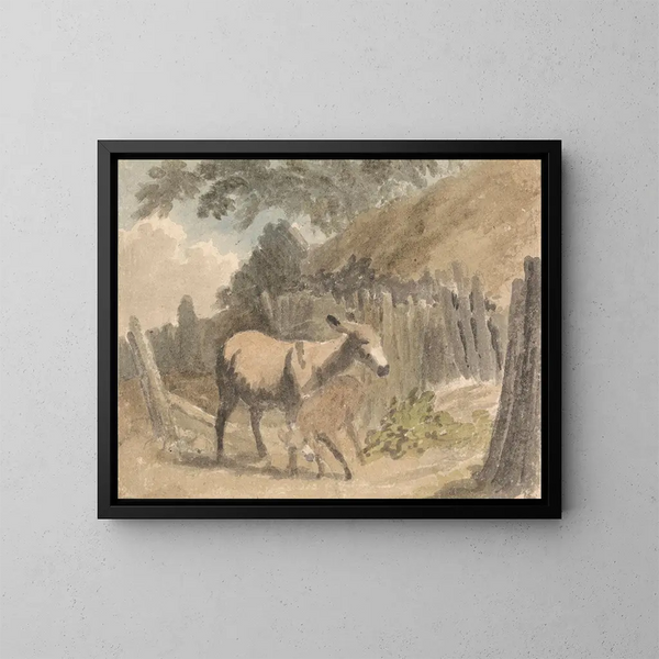 Un asino e il suo asinello - Robert Hills — quadro incorniciato alla parete