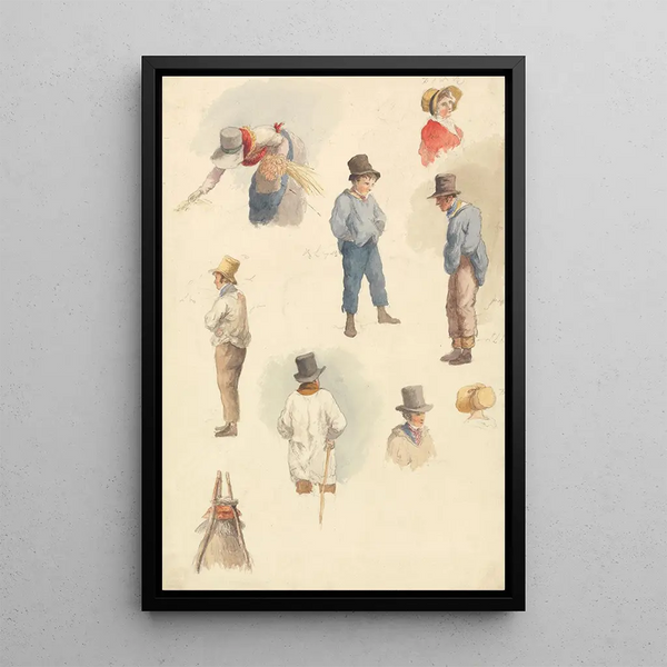 Ouvriers agricoles et autres études - Robert Hills — quadro incorniciato alla parete
