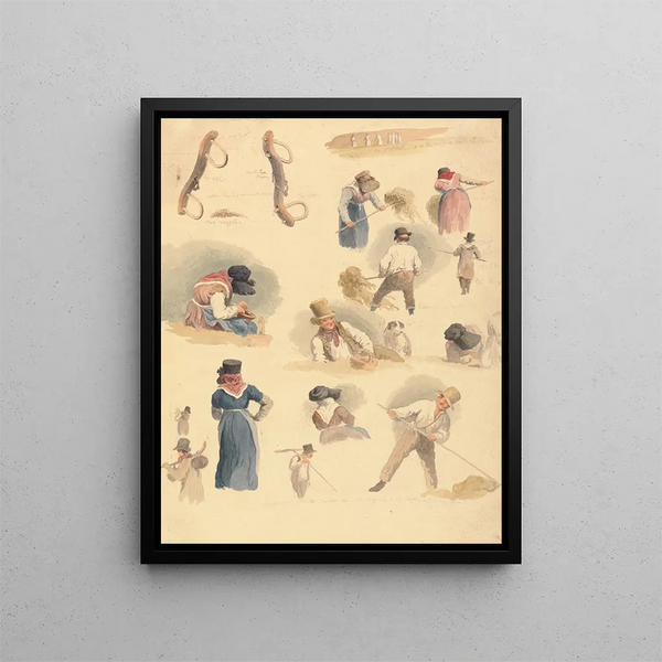 Studi sui mietitori - Robert Hills — quadro incorniciato alla parete