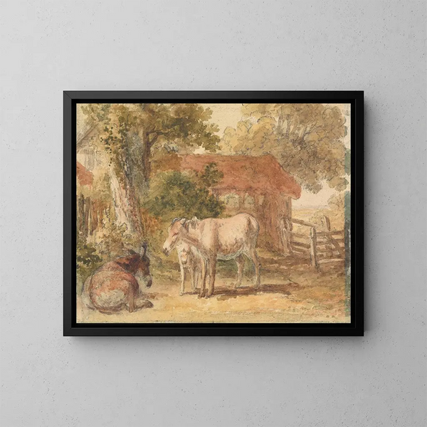 Tre asini - Robert Hills — quadro incorniciato alla parete
