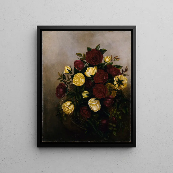 Nature morte con rose - Robert S. Duncanson — quadro incorniciato alla parete