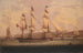 Un vaisseau de guerre de l'escadron rouge quittant l'ancrage de Tail of the Bank sur la Clyde - Robert Salmon — vista dell’opera