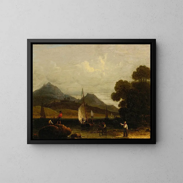 Pescatori al lavoro - Robert Salmon — quadro incorniciato alla parete