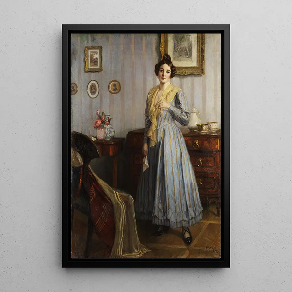Jeune femme dans un intérieur Biedermeier - Robert Scheffer — quadro incorniciato alla parete