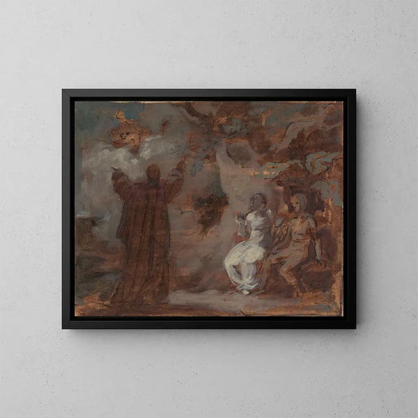 Prospero che evoca una maschera per Ferdinando e Miranda - Robert Smirke — quadro incorniciato alla parete