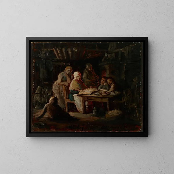 Domenica sera da nonna, schizzo per il compleanno di nonna - Robert Wilhelm Ekman — quadro incorniciato alla parete