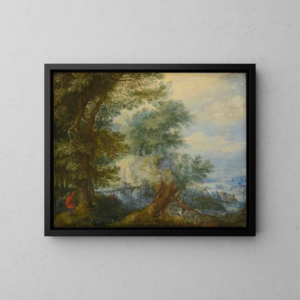 Paesaggio con cacciatori - Roelant Savery — quadro incorniciato alla parete