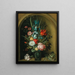 Fiori misti in un vaso di vetro con un lucertola nelle vicinanze - Roelant Savery — quadro incorniciato alla parete