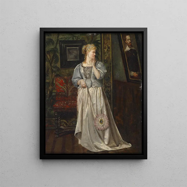 Dama che guarda una foto - Rogelio de Egusquiza — quadro incorniciato alla parete