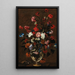 Œillets et autres fleurs dans un vase en verre - Ecole de Rome — quadro incorniciato alla parete