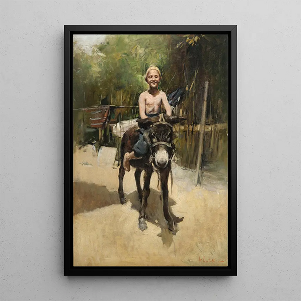 Un garçon sur un âne - Romualdo Locatelli — quadro incorniciato alla parete