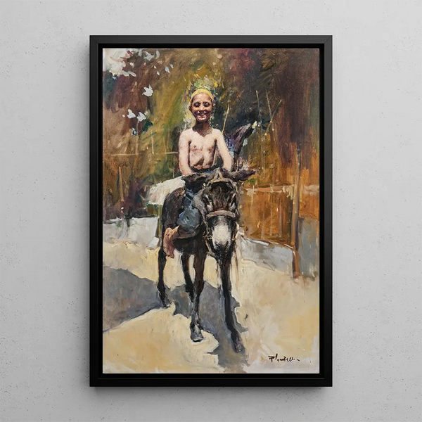 Un jeune homme chevauchant un asino - Romualdo Locatelli — quadro incorniciato alla parete