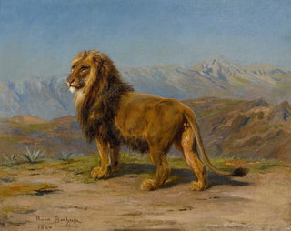 Rosa Bonheur - Lion in a mountainous landscape.webp