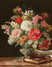 Un bouquet di fiori con camellie in un vaso d'argento - Rosalia Amon — vista dell’opera