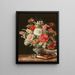 Un bouquet di fiori con camellie in un vaso d'argento - Rosalia Amon — quadro incorniciato alla parete