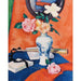 Riproduzione del dipinto Rose in un vaso su uno sfondo arancione - Samuel John Peploe
