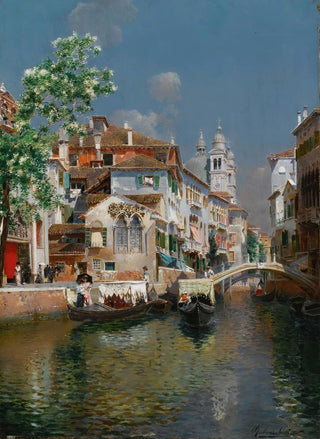 Rubens Santoro - Gondolas On A Venetian Canal Santa Maria Della Salute In The Distance.webp