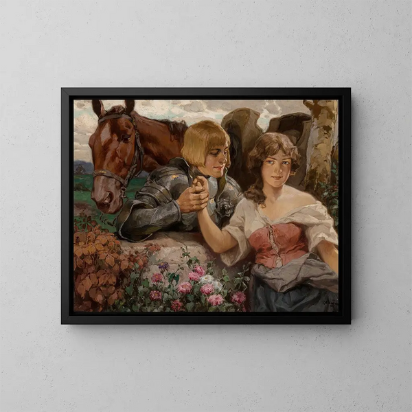 Un cavaliere galante e la sua dama - Rudolf Alfred Höger — quadro incorniciato alla parete