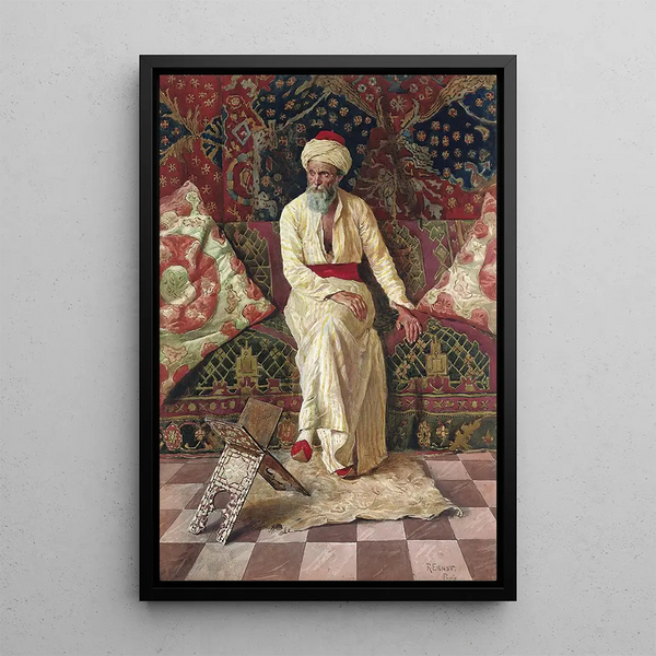 Un vieil homme pensif - Rudolf Ernst — quadro incorniciato alla parete