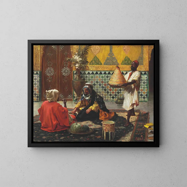 Una discussione pomeridiana - Rudolf Ernst — quadro incorniciato alla parete