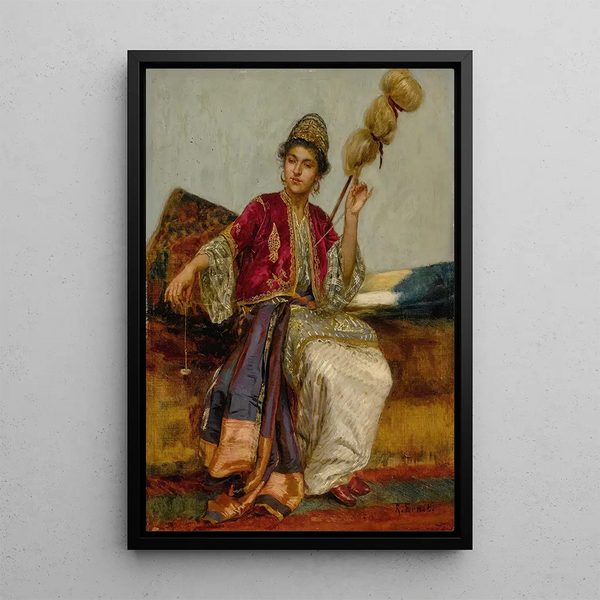 La Fileuse - Rudolf Ernst — quadro incorniciato alla parete