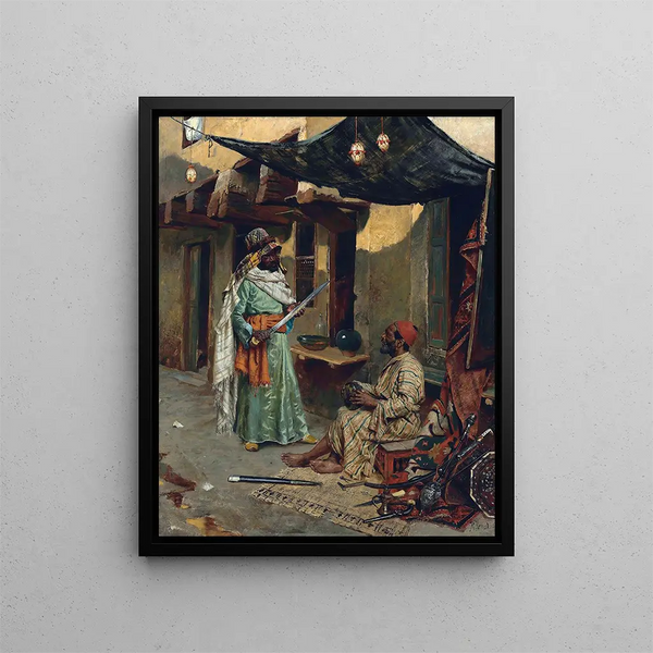 Il mercante di armi - Rudolf Ernst — quadro incorniciato alla parete