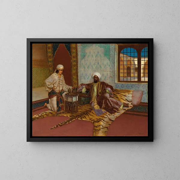 Il fumador di narghilè - Rudolf Ernst — quadro incorniciato alla parete