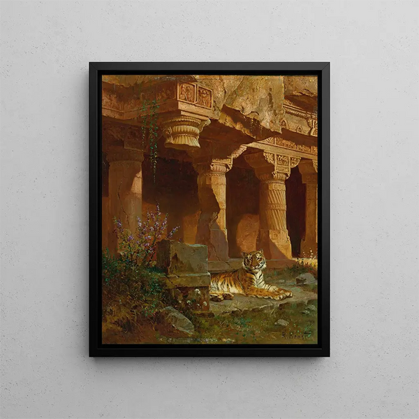 Tigre al Riposo - Rudolf Ernst — quadro incorniciato alla parete