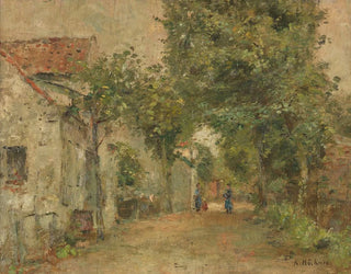 Donne davanti a case rurali - Rudolf Hückner — vista dell’opera