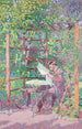 Uomo che legge sotto una pergola - Rudolf Junk — vista dell’opera