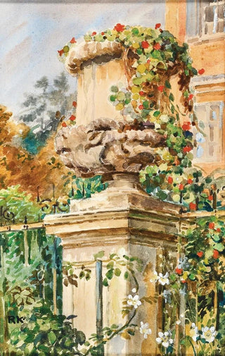 Rudolf Konopa - Garden fence with stone vase.webp