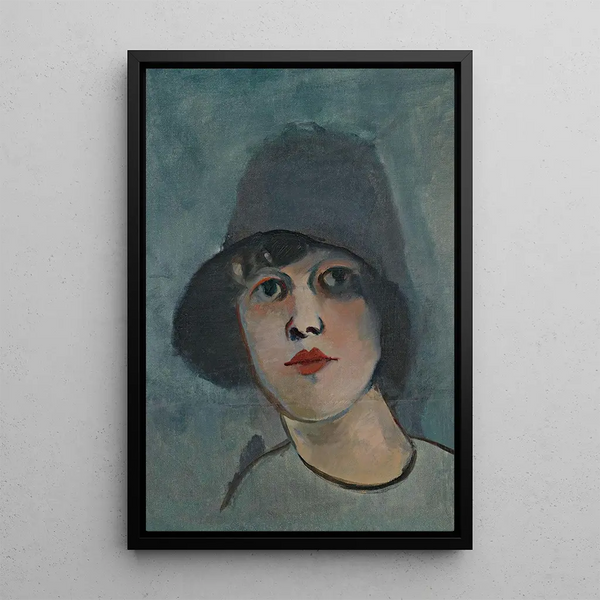 Portrait d'une dame avec un chapeau - Rudolf Kremlička — quadro incorniciato alla parete