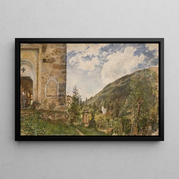 Il cimitero a Gastein - Rudolf von Alt — quadro incorniciato alla parete