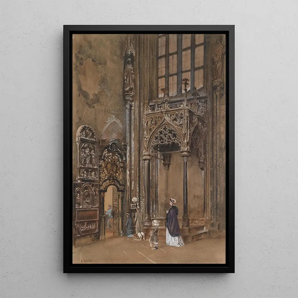 Interno di chiesa - Rudolf von Alt — quadro incorniciato alla parete