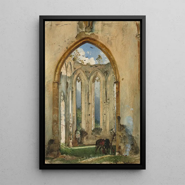 Ruine d'une église - Rudolf von Alt — quadro incorniciato alla parete