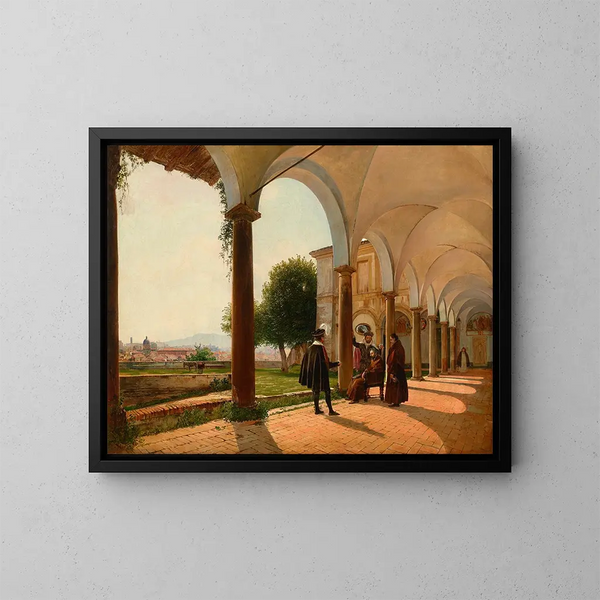 La morte di Torquato Tasso a Sant'Onofrio al Gianicolo, Roma - Rudolf von Alt — quadro incorniciato alla parete
