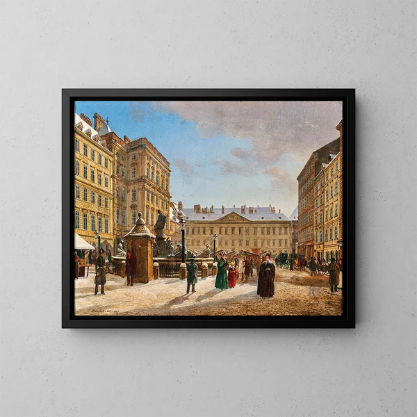 Il nuovo mercato a Vienna in inverno - Rudolf von Alt — quadro incorniciato alla parete