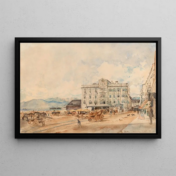 L'Hôtel de ville de Gmunden - Rudolf von Alt — quadro incorniciato alla parete
