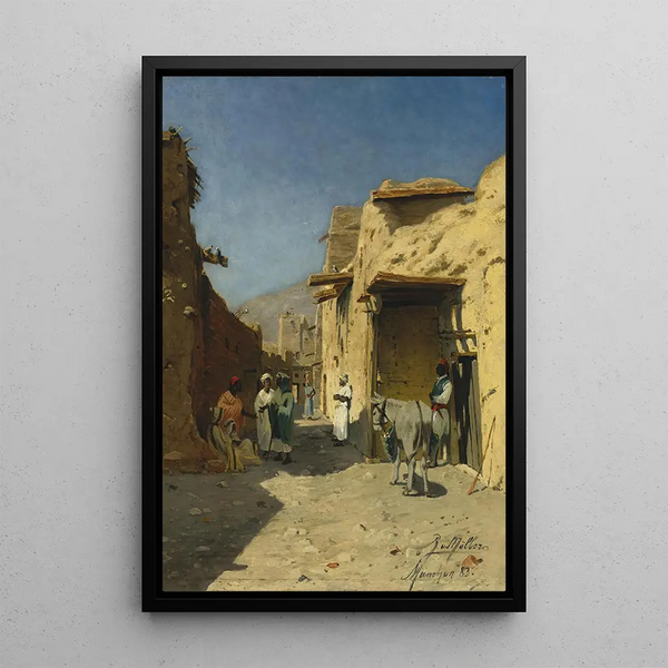 Una strada araba - Rudolph Gustav Müller — quadro incorniciato alla parete
