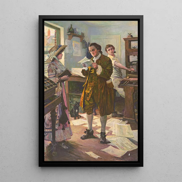 Benjamin Franklin stampatore Filadelfia - S.M. Arthurs — quadro incorniciato alla parete