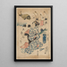 Femme tenant un iris rivage grand poisson en arrière-plan - Sadafusa Utagawa — quadro incorniciato alla parete